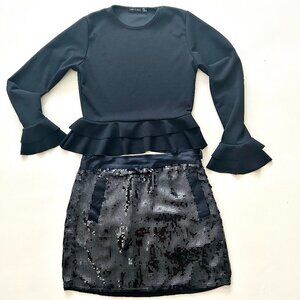 ASOS Sequin miniskirt with ruffle top